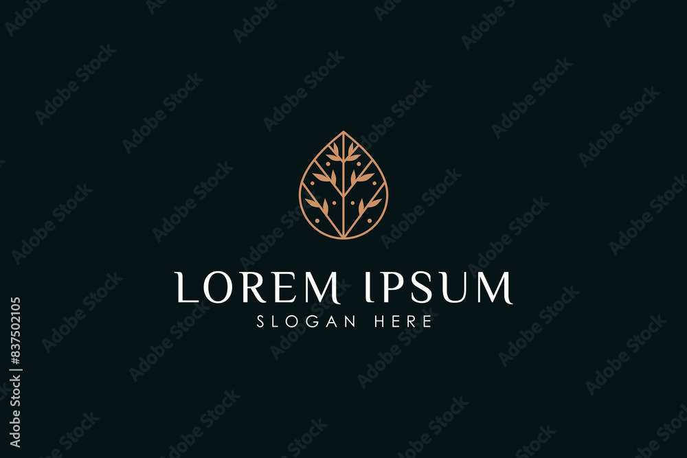 Olive tree logo in Oil Drop shape with Premium Vector emblem style Olive tree logo in Oil Drop shape with Premium Vector emblem style