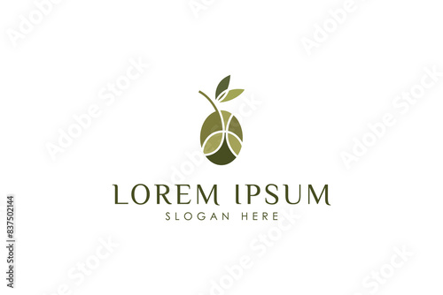 Olive seed logo. Extra virgin olive oil icon. Flat vector Illustration design