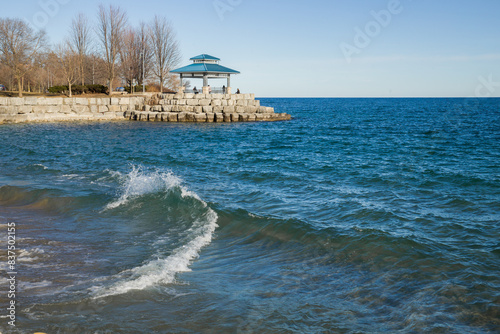 Lake Ontario and general panoramic view of shore park in Port Credit, Ontario, Canada