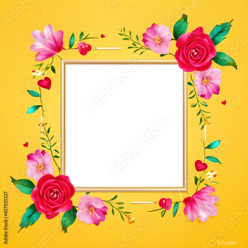 Valentine's Day themed frame, with nothing written, with blank space