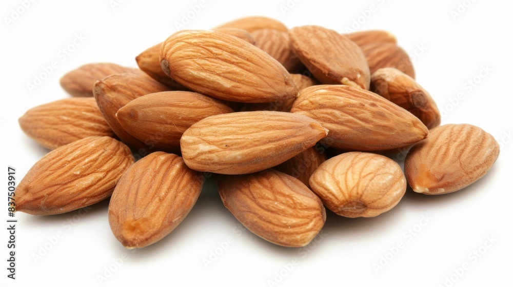 handful of raw almonds isolated on white background handful of raw almonds isolated on white background