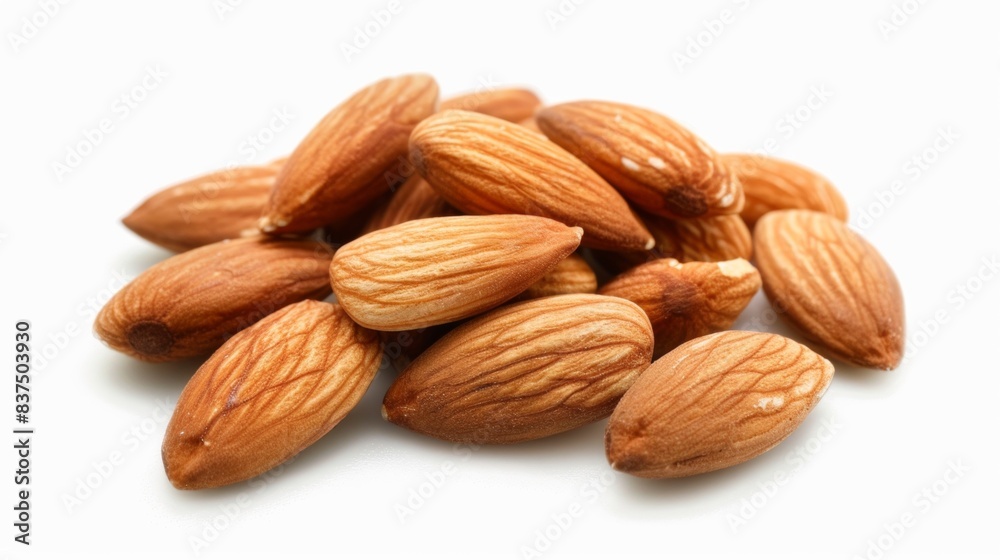 handful of raw almonds isolated on white background handful of raw almonds isolated on white background