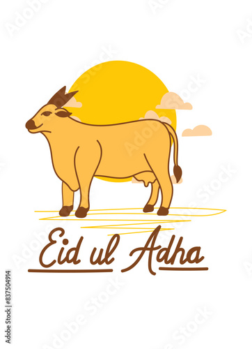 Doodle Muslim holiday Eid al-Adha. the sacrifice a ram or white and black sheep. graphic design decoration kurban bayrami. month lamb and a lamp.Translation from Arabic: Eid al-Adha