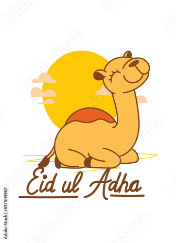 Doodle Muslim holiday Eid al-Adha. the sacrifice a ram or white and black sheep. graphic design decoration kurban bayrami. month lamb and a lamp.Translation from Arabic: Eid al-Adha