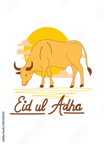 Doodle Muslim holiday Eid al-Adha. the sacrifice a ram or white and black sheep. graphic design decoration kurban bayrami. month lamb and a lamp.Translation from Arabic: Eid al-Adha
