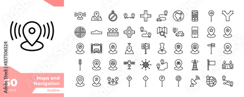 Maps and Navigation Outline Icons