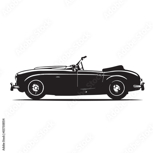 Cabriolet in cartoon, doodle style . Image for t-shirt, web, mobile apps and ui. Isolated 2d vector illustration in logo, icon, sketch style, Eps 10, black and white. AI Generative