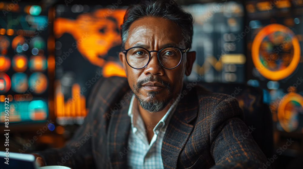 A business man in a suit sitting at his desk with a cup of coffee. A business man in a suit sitting at his desk with a cup of coffee.