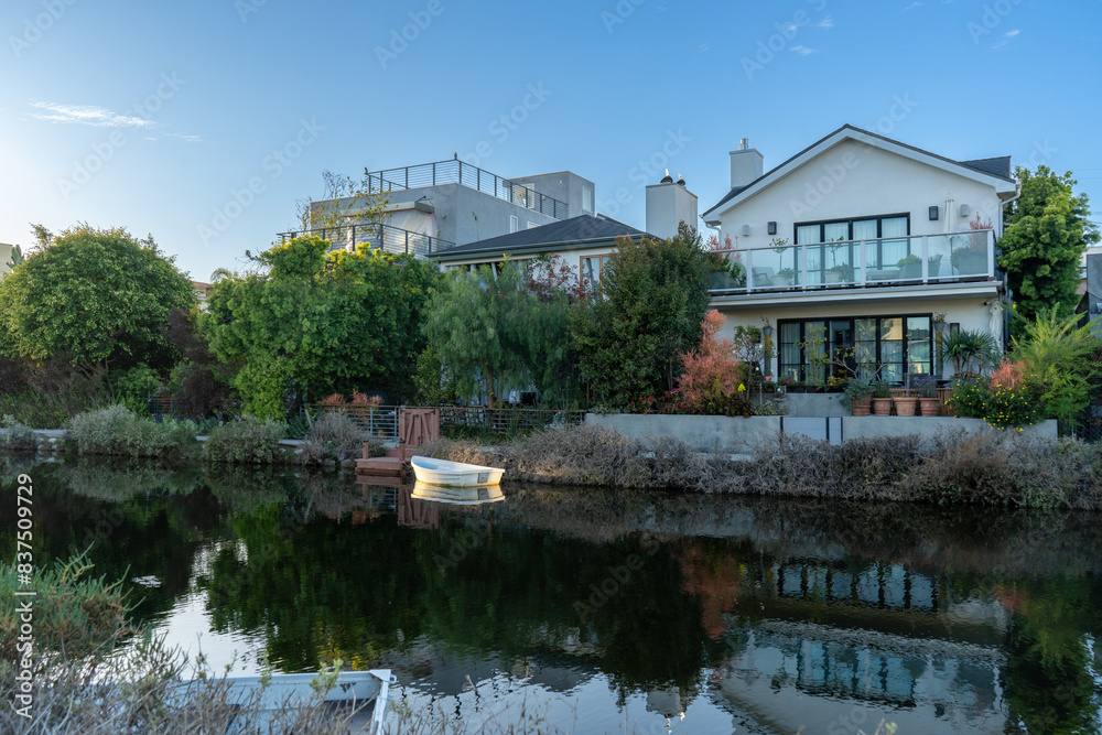 One of the Canals in the residential area of Venice Beach, California One of the Canals in the residential area of Venice Beach, California