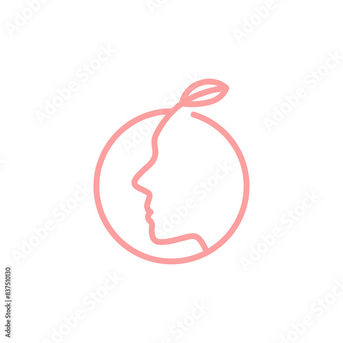 natural face of woman real confidence line logo design vector