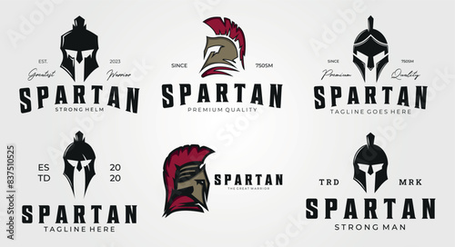 Fotografie pack, set, collection of spartan logo vector vintage illustration design