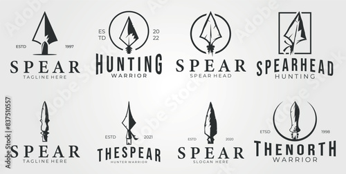 pack of spear logo icon vector vintage illustration, sign template and symbol