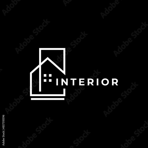 house interior building architecture minimal logo design vector