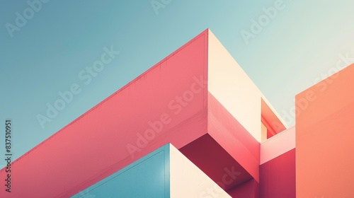 Minimalist Architecture Desktop Wallpaper: Abstract Colorful Cubes, Lines, and Negative Space in Monochrome Hues