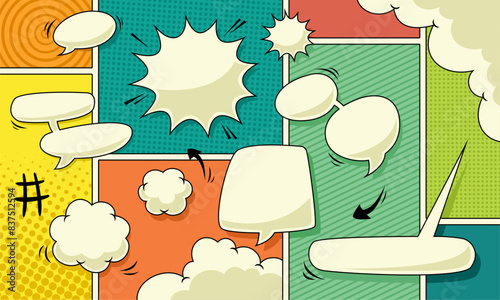 blank comic speech bubble set collection on comic pop art background