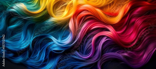 Colorful dye curly hair texture. LGBT pride gender equality concept. Generative AI technology. 
