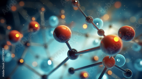Atomic Molecules in a Hypnotic Scientific Display - Conceptual 3D Illustration