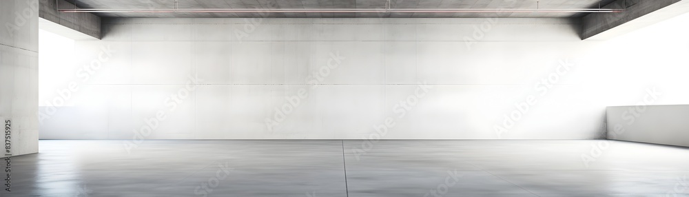 Minimalist White Architectural Building Interior with Concrete Floor and Empty Space for Mockup or Graphic Design Minimalist White Architectural Building Interior with Concrete Floor and Empty Space for Mockup or Graphic Design