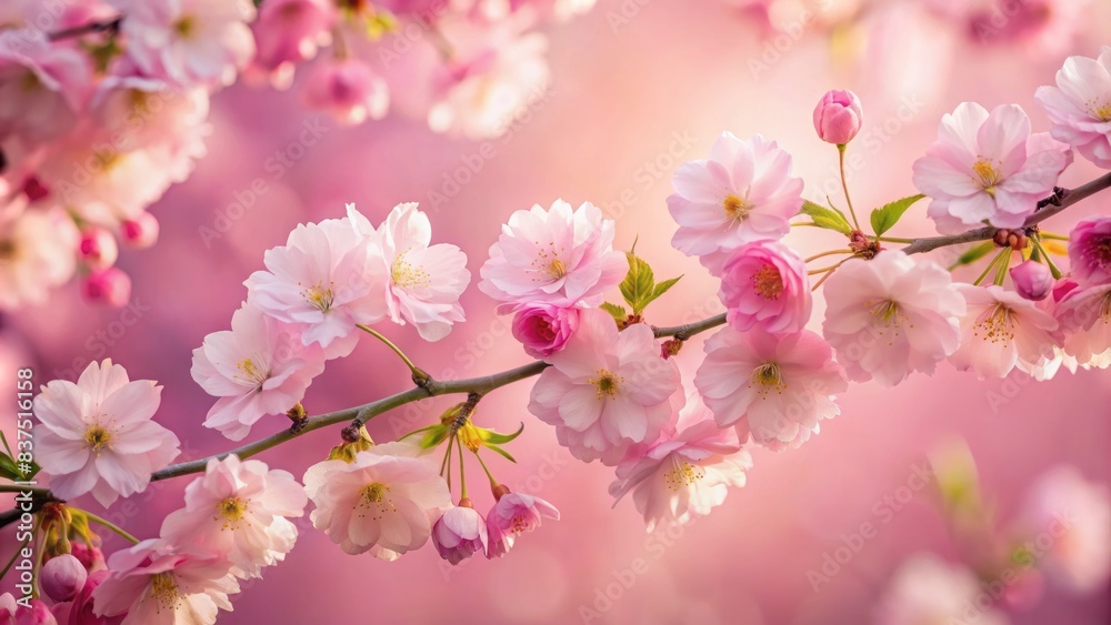 Delicate pink blossoms cluster together on a soft pink background, encased by a matching pink wall, evoking serenity and gentle beauty in a peaceful atmosphere. Delicate pink blossoms cluster together on a soft pink background, encased by a matching pink wall, evoking serenity and gentle beauty in a peaceful atmosphere.