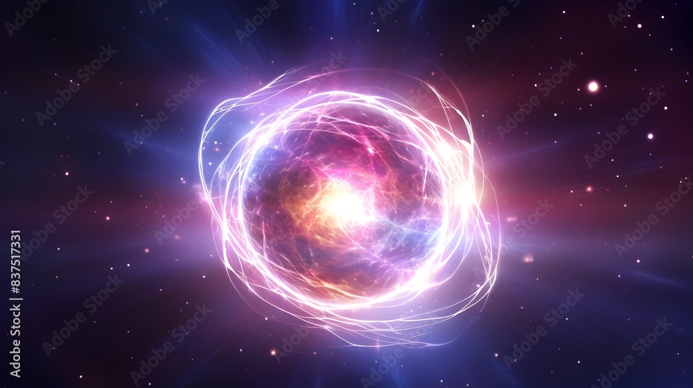 Obraz premium Radiant Celestial Orb:An Energetic Cosmic Fusion of Light and Matter