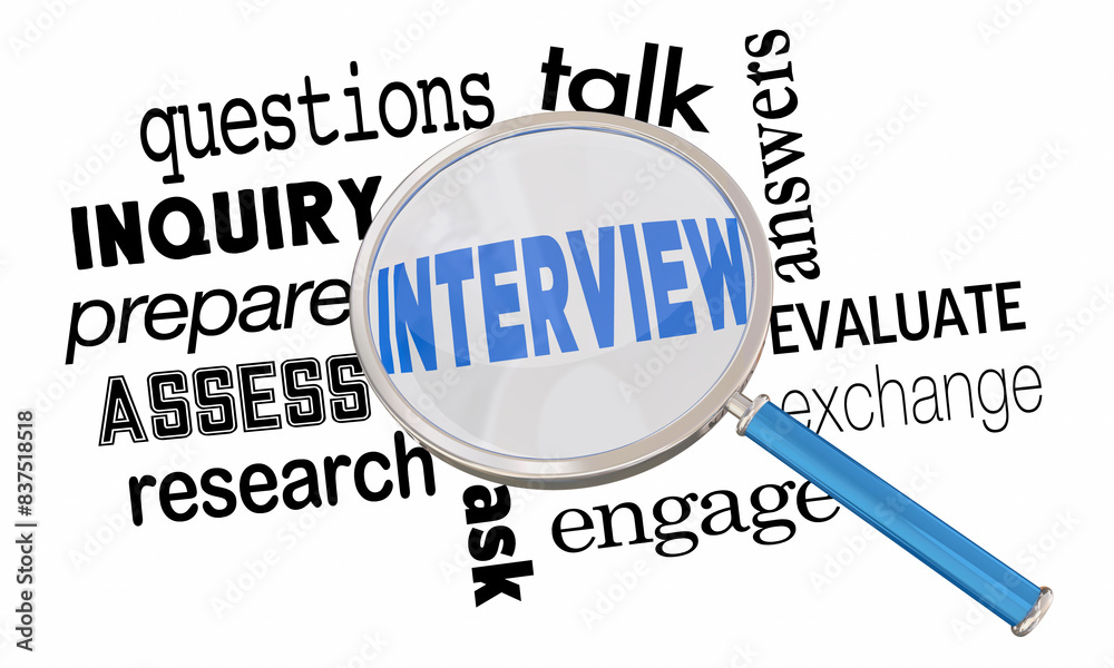 Interview Magnifying Glass Questions Answers Research Information 3d Illustration Interview Magnifying Glass Questions Answers Research Information 3d Illustration