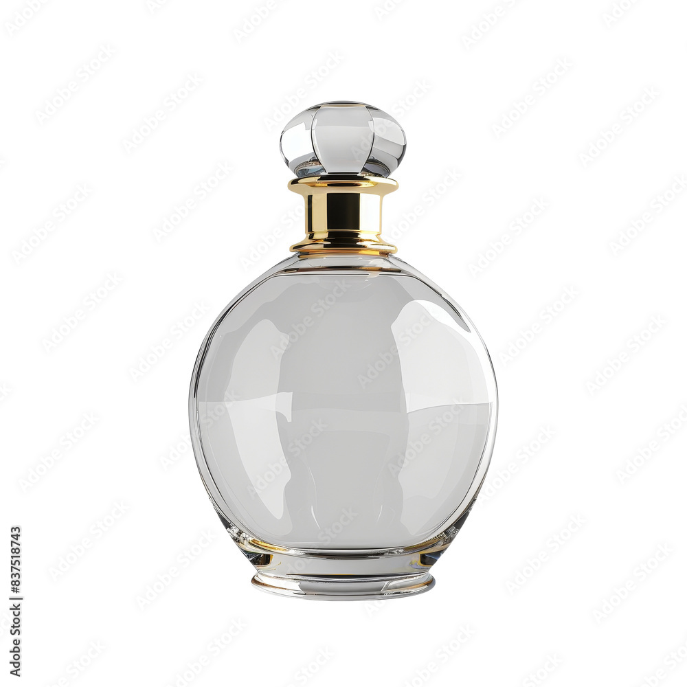 Elegant glass perfume bottle with gold accents, isolated on transparent background, perfect for beauty, fragrance, and luxury product designs. Elegant glass perfume bottle with gold accents, isolated on transparent background, perfect for beauty, fragrance, and luxury product designs.