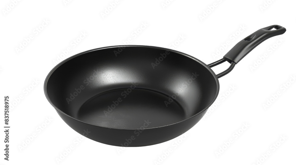 High-quality non-stick black frying pan with a sleek handle, ideal for cooking and frying, isolated on a transparent background. High-quality non-stick black frying pan with a sleek handle, ideal for cooking and frying, isolated on a transparent background.