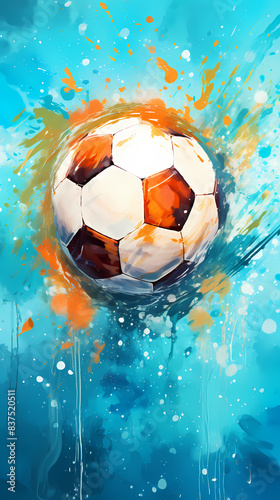 Soccer ball exploding on background