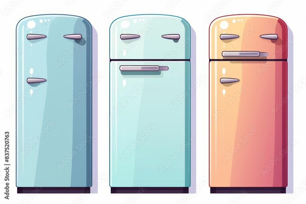 Refrigerator flat design front view modern appliance theme water color Vivid Refrigerator flat design front view modern appliance theme water color Vivid