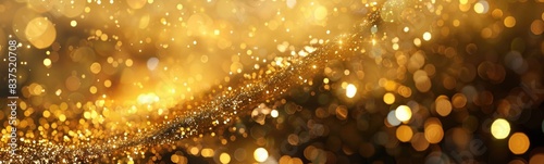 Sparkling gold lights shine brightly in a dark room