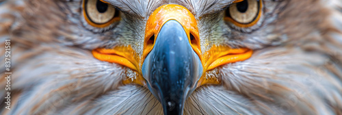 the face and beak of an eagle, capturing its intense gaze with a blurred background