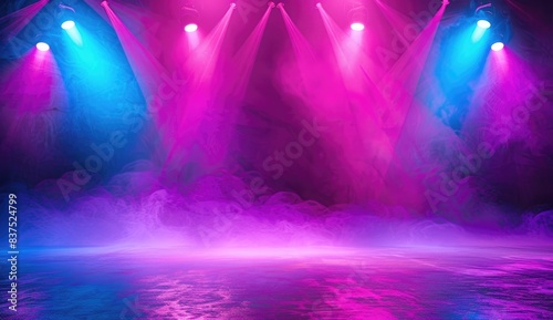 Vibrant Indigo and Purple Stage Lighting  Contemporary Poster Design for Contest Winners on a Large Canvas