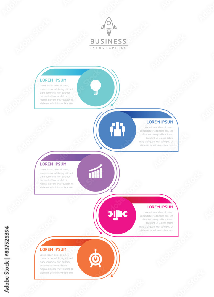 Vector infographic business presentation template with circular interconnection with 5 options. Vector infographic business presentation template with circular interconnection with 5 options.
