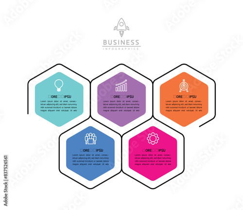 Vector infographic business presentation template connected with 5 options