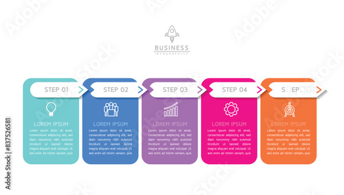 Vector infographic business presentation template connected with 5 options