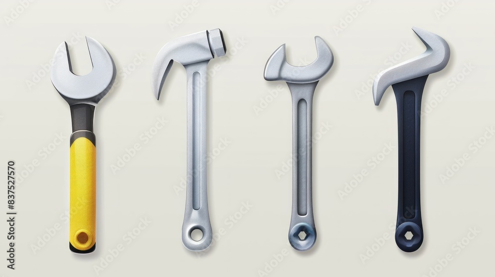 Collection of construction tool icons: hammer, saw, wrench, screwdriver, in transparent PNG format. Collection of construction tool icons: hammer, saw, wrench, screwdriver, in transparent PNG format.