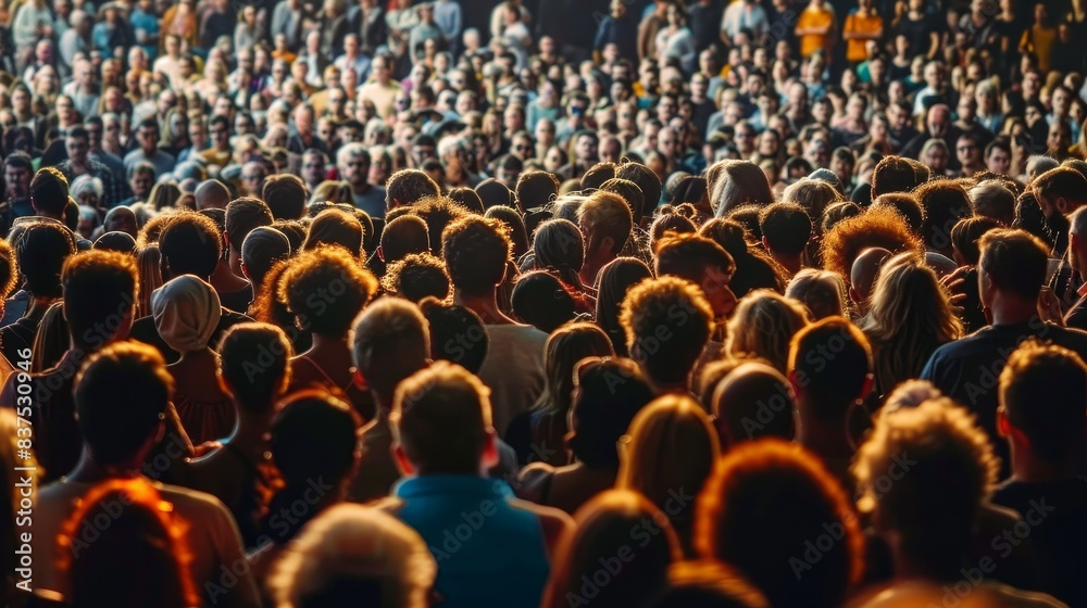 Obraz premium Sizeable crowd gathered in front of a larger audience, captured in sharp detail in UHD 4K quality