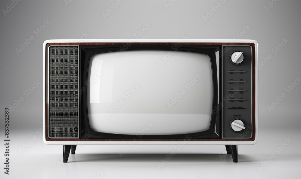 Television flat design top view retro TV theme 3D render Black and white Television flat design top view retro TV theme 3D render Black and white