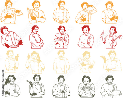 Chef Woman Illustration Pack