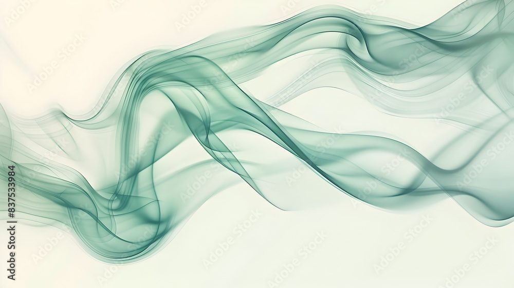 Fototapeta premium Elegant Smoke Waves Concept Mint Green Abstract Background for Banner or Poster