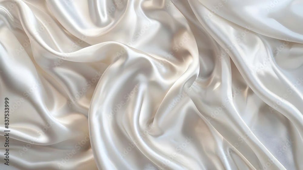 Fototapeta premium Elegant White Silk Fabric Flowing Backdrop for Luxury Design and Fashion