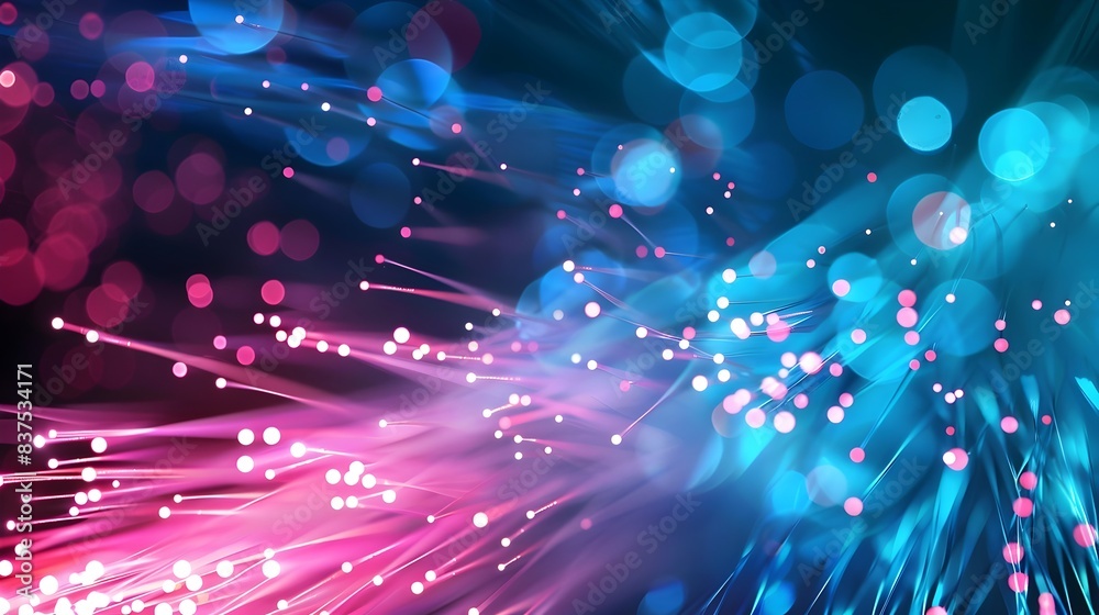 Futuristic Fiber Optics Technology Concept with Glowing Particles and Dynamic Lighting Futuristic Fiber Optics Technology Concept with Glowing Particles and Dynamic Lighting