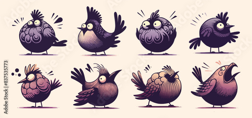 cute chubby set of Birds
