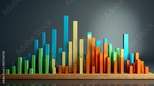 Rising Business Graph on Economic Background - 3D Illustration of Success and Growth