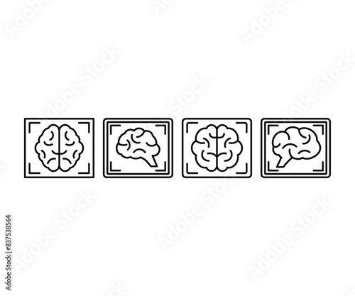 MRI brain scan icons symbol sign vector design simple line flat modern style illustration collections sets 