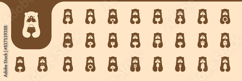 beaver mascot cartoon flat icons set design vector