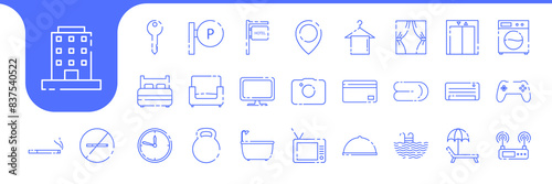 guest house line modern icons design vector
