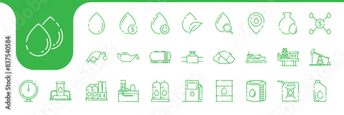 petroleum line icons set design vector