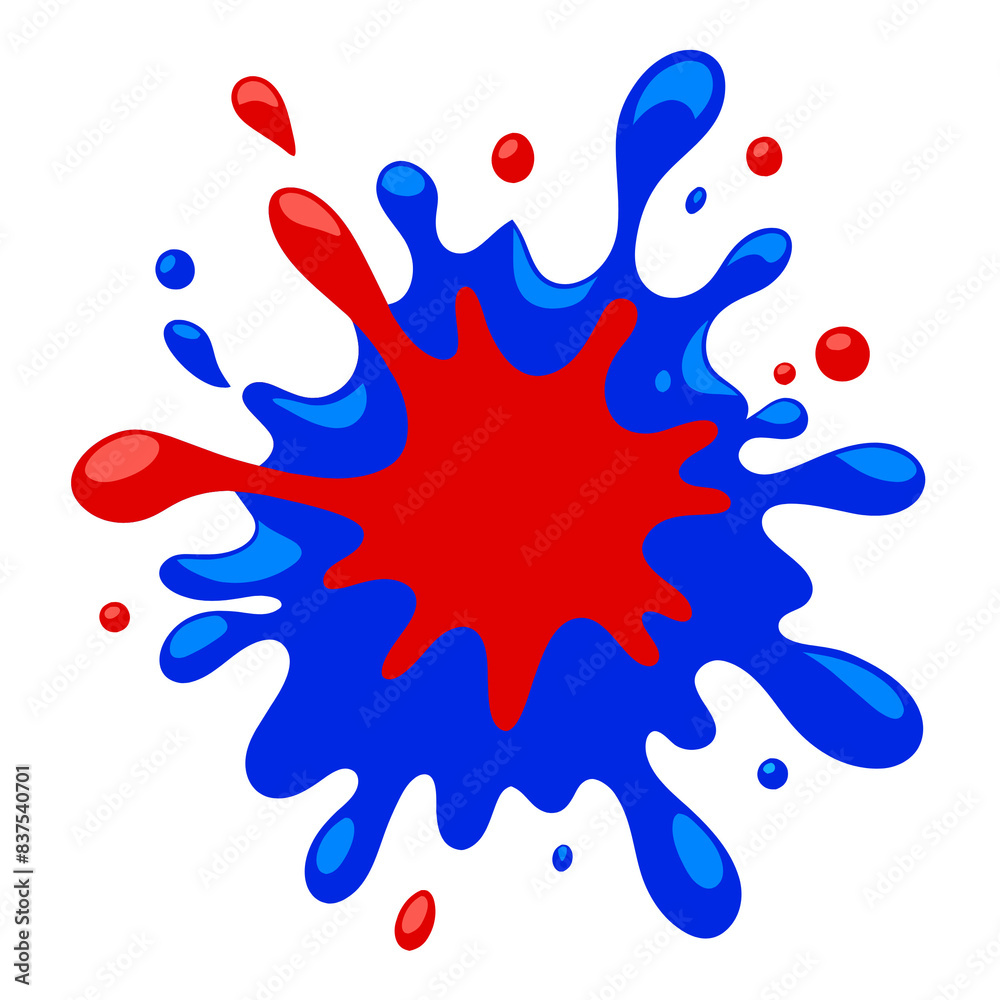 Fototapeta premium Blue and red watercolor splashes