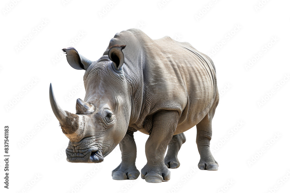 Obraz premium White Rhinoceros Isolated on Black Background
